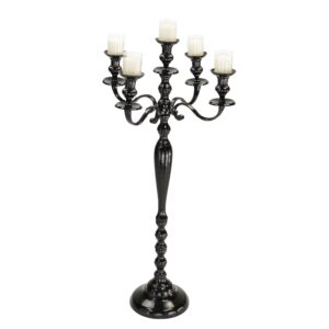 Black Candelabra 5 arm with candles