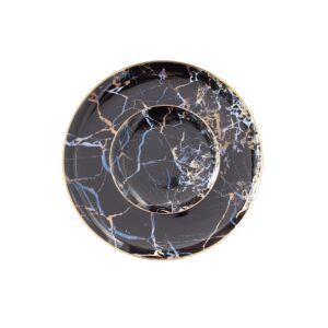 Ceramic Charger & Side Plate - Black & Gold Marble
