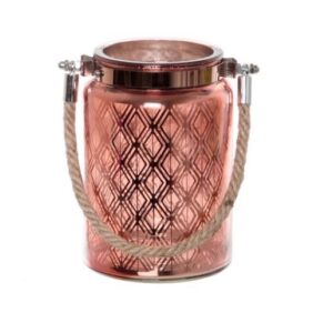 Copper Glass Lantern with Rope