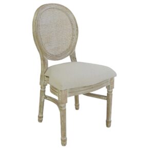 French Wooden Louis Chair with Oatmeal Pad