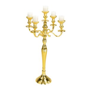 Gold Candelabra 5 arm with candles