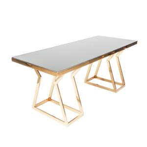 Gold Geo Table with Mirror Top 1.8m x 75cm