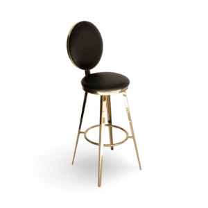 Gold Rim Bar Stool - Black Seat Pads