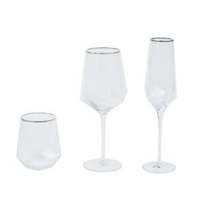 Hex Glassware with Gold Rim