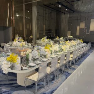 White Ribbed Louis King Table 4.8m