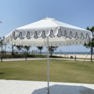 3m White Scallop Umbrella with Black Trim