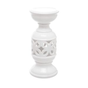 24cm White Ceramic Candle Holder