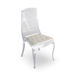 Clear King Chair with White Button Pad