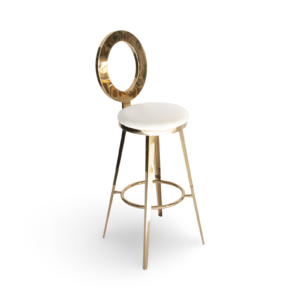 O Back Bar Stool - White Seat Pad