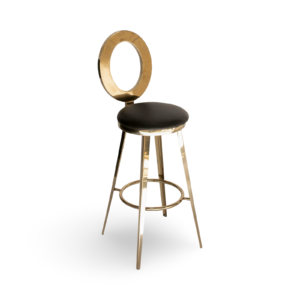 O Back Bar Stool - Black Seat Pad