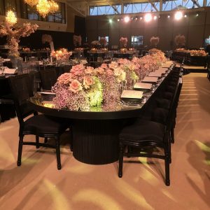 Black Ribbed Louis King Table 4.8m