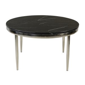 Silver Pin Coffee Table with Black Marble