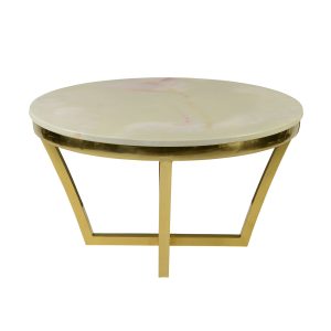 Gold Madison Coffee Table with Pink/Green Marble