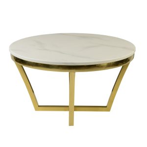 Gold Madison Coffee Table with White Marble