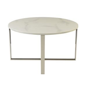 Silver Cross Coffee Table with White Marble