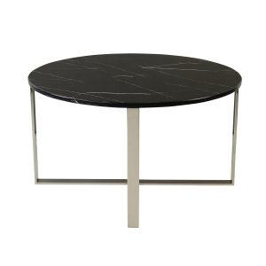Silver Cross Coffee Table with Black Marble