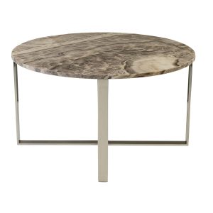 Silver Cross Coffee Table with Brown Marble