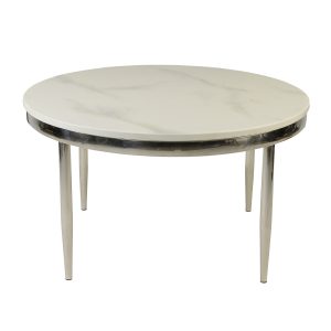 Silver Pin Coffee Table with White Marble